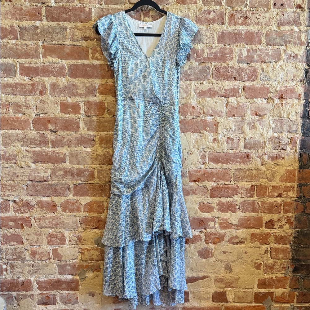 Olivaceous size small Elegant Blue Floral Women's Dress